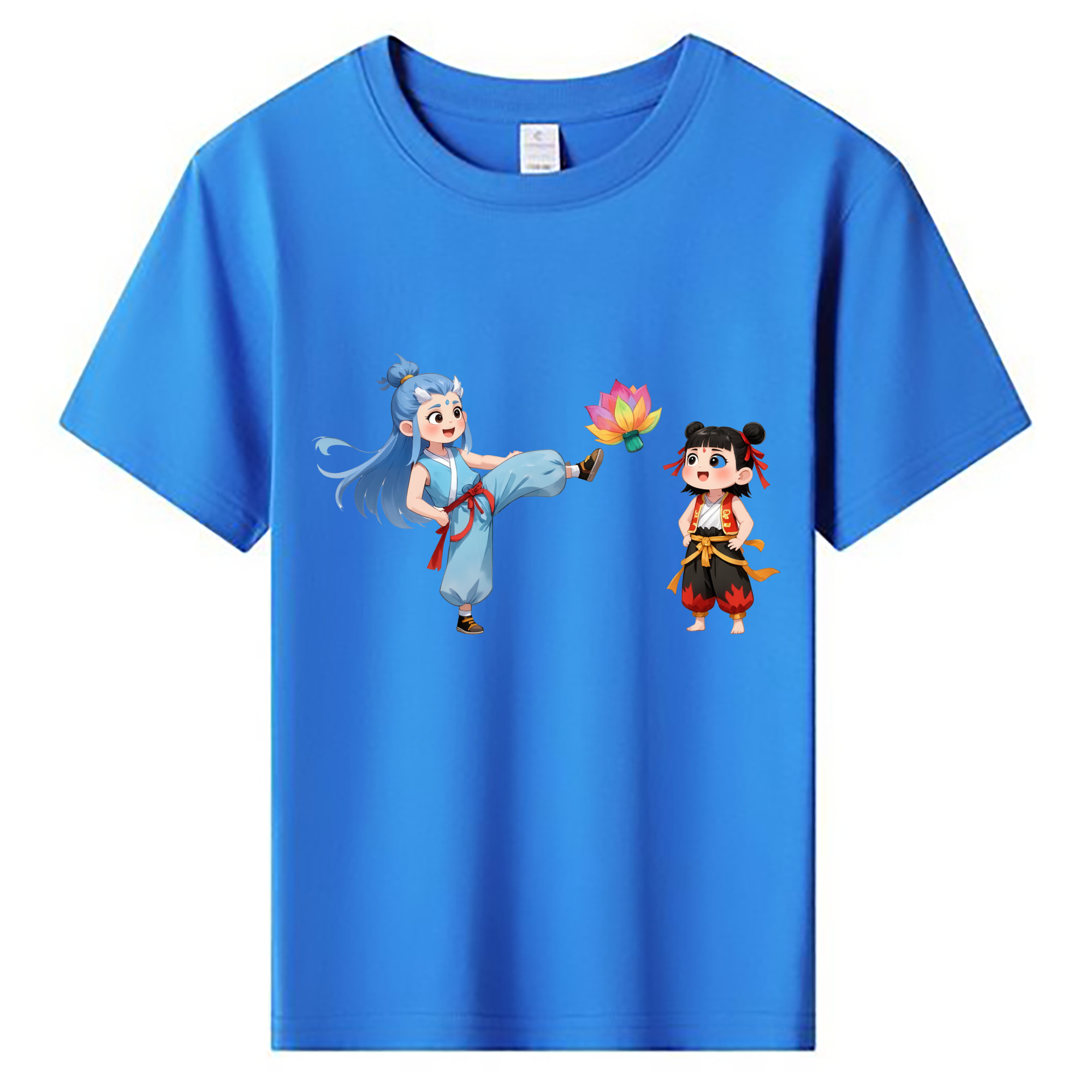 （画像用） Ne Zha 2 ナタ 魔童の大暴れ 綿100％キッズTシャツ（フロントプリント）